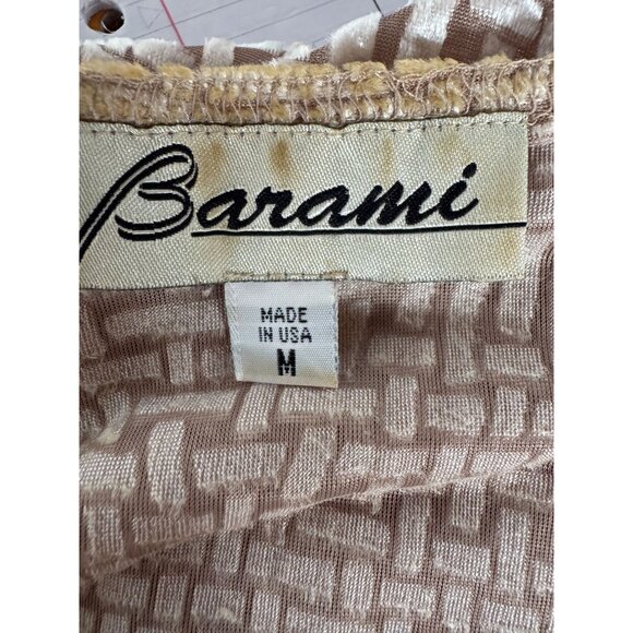 Barami Womens M Short-Sleeve Textured Top Beige Cream Woven Pattern Rayon/Polyes - Picture 5 of 15